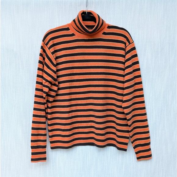 NWT MARNI + Uniqlo Orange 100% Cashmere Striped Turtleneck Sweater, size XL - Picture 1 of 9
